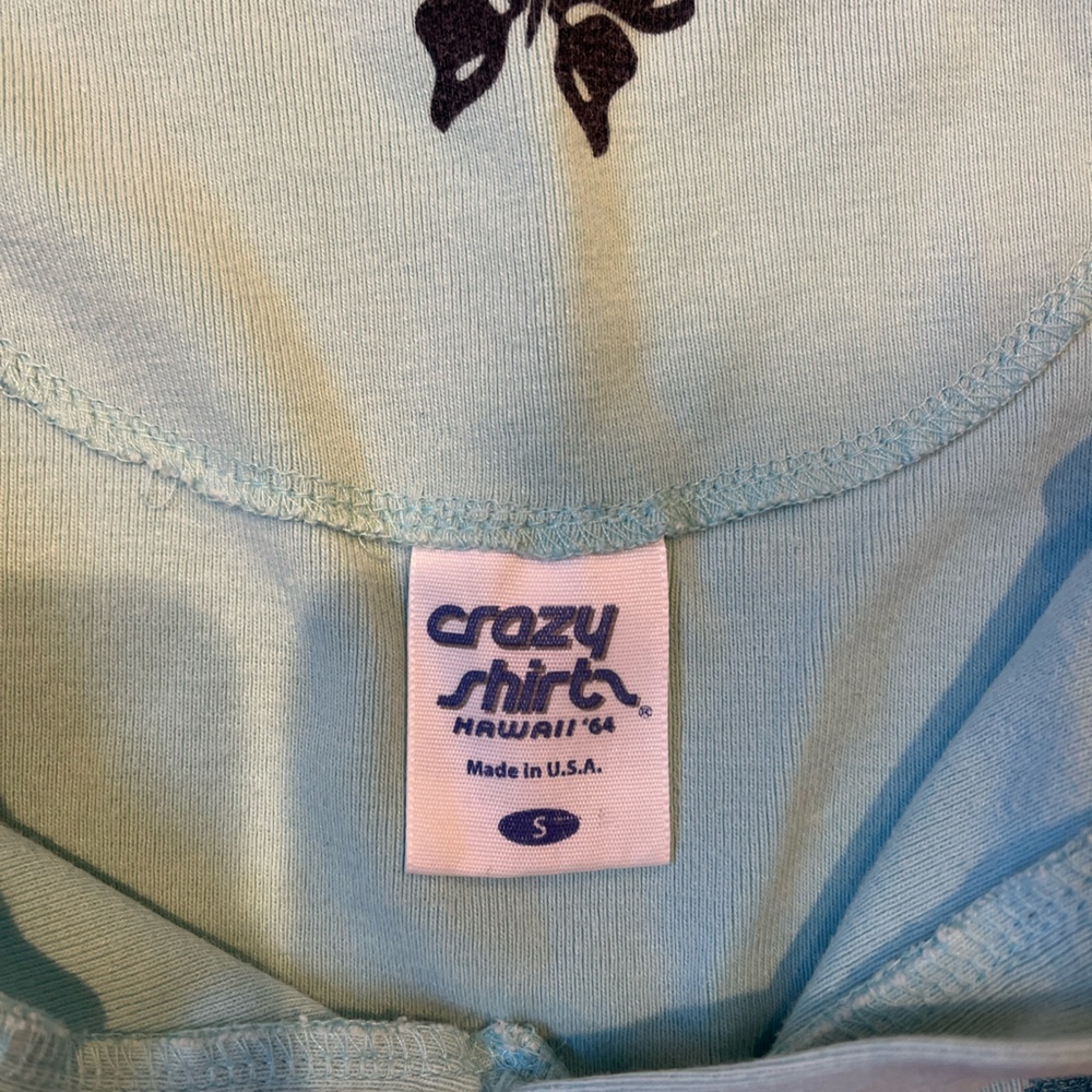 Crazy Shirts Blue Butterfly/Floral Embroidered 100% Combed Cotton Short Sleeve - Picture 3 of 5
